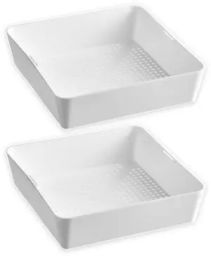 Pack of 2 Commercial Plastic Floor Drain Strainer Baskets, 8.5 x 8.5 x 2.44 Inch Floor Sink Drain Covers with 1/8 Inch Holes, Square Drain Filter for Restaurant Kitchen Floor Drains Pack of 2 Commercial Plastic Floor Drain Strainer Baskets, 8.5 x 8.5 x 2.44 Inch Floor Sink Drain Covers with 1/8 Inch Holes, Square Drain Filter for Restaurant Kitchen Floor Drains