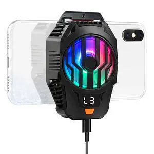 Clip-On Phone Cooler Semiconductor Cooling Fan - RGB Display Three-Speed Gaming Cell Phone Cooler Radiator for Mobile Cooling Pad Live Broadcasting Vlog Video Call Clip-On Phone Cooler Semiconductor Cooling Fan - RGB Display Three-Speed Gaming Cell Phone Cooler Radiator for Mobile Cooling Pad Live Broadcasting Vlog Video Call