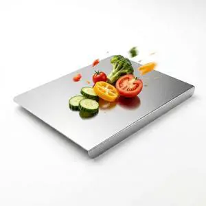 304 Stainless Steel Cutting Board for Kitchen with Counter Lip & Non-slip Mat, Double-Sided Metal Chopping Board for Meat, Vegetables, Fruits, Bread and Baking, Dishwasher Safe 304 Stainless Steel Cutting Board for Kitchen with Counter Lip & Non-slip Mat, Double-Sided Metal Chopping Board for Meat, Vegetables, Fruits, Bread and Baking, Dishwasher Safe