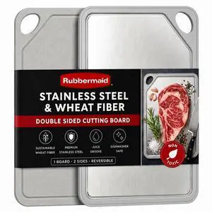 Stainless Steel Cutting Board, Dishwasher Safe Double Sided Cutting Boards for Kitchen | BPA Free Non Toxic Chopping Board for Meat, Veggies & Fruits | Wheat Fiber & Steel Cutting Board Stainless Steel Cutting Board, Dishwasher Safe Double Sided Cutting Boards for Kitchen | BPA Free Non Toxic Chopping Board for Meat, Veggies & Fruits | Wheat Fiber & Steel Cutting Board