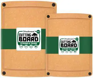 Wood Cutting Boards for Kitchen, Juice Groove, Non-Slip Silicone Feet, Dishwasher Safe, Medium 12" x 9" and Large, 15" x 11.25", Set of 2, Natural Wood Cutting Boards for Kitchen, Juice Groove, Non-Slip Silicone Feet, Dishwasher Safe, Medium 12" x 9" and Large, 15" x 11.25", Set of 2, Natural