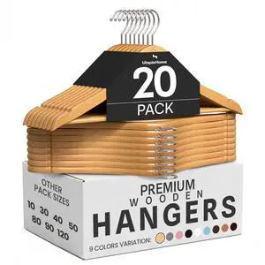 Wooden Hangers 20 Pack Slim Suit Hangers Natural Wooden Hangers 20 Pack Slim Suit Hangers Natural