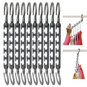 Max Space Saving Closet Hangers, 10-Pack, 360° Swivel, Grey Max Space Saving Closet Hangers, 10-Pack, 360° Swivel, Grey