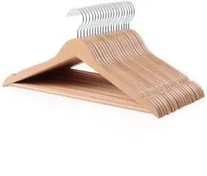 Wood Suit Clothes Hangers for Closet Organizer, Natural, 20-Pack Wood Suit Clothes Hangers for Closet Organizer, Natural, 20-Pack