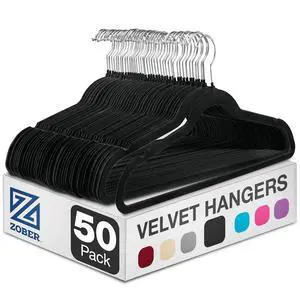 Black Velvet Hangers 50 Pack - Clothes Hangers, Coat Hanger for Pants & Dress Clothes - Non Slip w/ 360 Degree Swivel, Holds up to 10 lbs - Strong Felt Hanger for Clothing Black Velvet Hangers 50 Pack - Clothes Hangers, Coat Hanger for Pants & Dress Clothes - Non Slip w/ 360 Degree Swivel, Holds up to 10 lbs - Strong Felt Hanger for Clothing