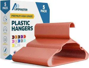 Plastic Clothes Hangers Heavy Duty Hanger Set, for Organizing Clothes, Dresses, and Coat, Holds Up to 5 lbs, Space-Saving Hangers with Non-Slip Shoulder Grooves, Pack of 5, Dark Brown Plastic Clothes Hangers Heavy Duty Hanger Set, for Organizing Clothes, Dresses, and Coat, Holds Up to 5 lbs, Space-Saving Hangers with Non-Slip Shoulder Grooves, Pack of 5, Dark Brown