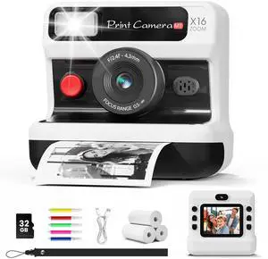 Kids Camera Instant Print, 1080P HD Instant Print Camera for Kids with 3 Rolls Paper & 32GB Card, Dual-Lens Selfie Digital Toy, Christmas Birthday Gifts for Boys and Girls Age 3-12 (White) Kids Camera Instant Print, 1080P HD Instant Print Camera for Kids with 3 Rolls Paper & 32GB Card, Dual-Lens Selfie Digital Toy, Christmas Birthday Gifts for Boys and Girls Age 3-12 (White)
