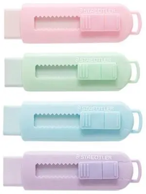 Sliding Retractable Pencil Eraser with Plastic Sleeve, Assorted Soft Pastel Color 4 Pack Sliding Retractable Pencil Eraser with Plastic Sleeve, Assorted Soft Pastel Color 4 Pack