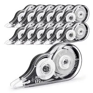 12 Pcs Correction Tape, 39.37 Ft White, 0.2 in Width 12 Pcs Correction Tape, 39.37 Ft White, 0.2 in Width
