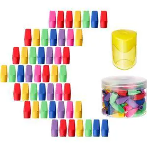 50 Pcs Colorful Pencil Top Erasers Cap Erasers and Pencil Sharpener with Random Colors for Students Teachers School Office 50 Pcs Colorful Pencil Top Erasers Cap Erasers and Pencil Sharpener with Random Colors for Students Teachers School Office