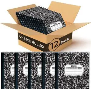 12 Pack Composition Notebook College Ruled Bulk, Black Marble 12 Pack Composition Notebook College Ruled Bulk, Black Marble