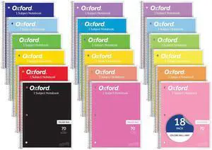 Spiral Notebooks, 18 Count Bulk Pack, 1 Subject, College Ruled Notebooks for School, 8 x 10.5 Inches, 70 Sheets, Assorted Colors, Back to School Supplies (65206) Spiral Notebooks, 18 Count Bulk Pack, 1 Subject, College Ruled Notebooks for School, 8 x 10.5 Inches, 70 Sheets, Assorted Colors, Back to School Supplies (65206)