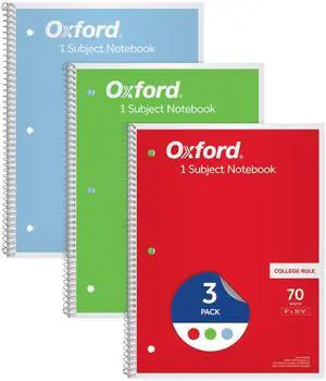 1-Subject Notebooks, Notebooks for School, 8 x 10.5 Inches, College Rule, 70 Sheets, Assorted Primary Colors, 3 Pack, Colors May Vary (1006792) 1-Subject Notebooks, Notebooks for School, 8 x 10.5 Inches, College Rule, 70 Sheets, Assorted Primary Colors, 3 Pack, Colors May Vary (1006792)