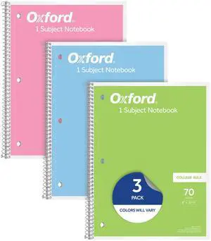 Spiral Notebooks, 3 Pack, 1 Subject, College Ruled Notebooks for School, 8 x 10.5 Inches, 70 Sheets, Assorted Pastel Colors, Back to School Supplies (1002540) Spiral Notebooks, 3 Pack, 1 Subject, College Ruled Notebooks for School, 8 x 10.5 Inches, 70 Sheets, Assorted Pastel Colors, Back to School Supplies (1002540)