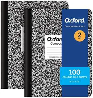 Composition Notebooks, 9-3/4 x 7-1/2 Inch School Journals, College Ruled Paper, Black Marble Covers, 100 Sheets per Book, 2 Pack (1002515) Composition Notebooks, 9-3/4 x 7-1/2 Inch School Journals, College Ruled Paper, Black Marble Covers, 100 Sheets per Book, 2 Pack (1002515)