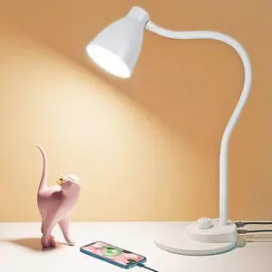 LED Desk Lamp with USB Charging Port, 3 Color Modes Dimmable, White LED Desk Lamp with USB Charging Port, 3 Color Modes Dimmable, White