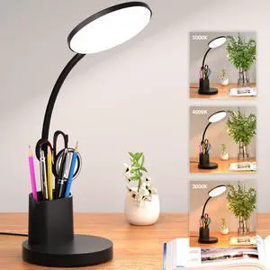 LED Desk Lamp for College Dorm with Pen Phone Holder, Black LED Desk Lamp for College Dorm with Pen Phone Holder, Black