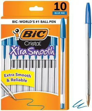 BIC Cristal Xtra Smooth Ballpoint Pen, Medium Point (1.0mm), Blue, 10-Count BIC Cristal Xtra Smooth Ballpoint Pen, Medium Point (1.0mm), Blue, 10-Count