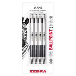 F-301 Ballpoint Black Ink Fine Point 0.7mm Pen, Easy-Glide Ink, Stainless Steel Retractable, Non-Slip Grip, Professional Design, Ideal for Office, Journal and Planner Use, 4-Pack (27114) F-301 Ballpoint Black Ink Fine Point 0.7mm Pen, Easy-Glide Ink, Stainless Steel Retractable, Non-Slip Grip, Professional Design, Ideal for Office, Journal and Planner Use, 4-Pack (27114)
