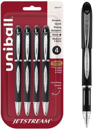 Jetstream Ballpoint Pens, Medium Point (1.0mm), Black, 4 Pack Jetstream Ballpoint Pens, Medium Point (1.0mm), Black, 4 Pack