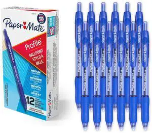 Profile Ballpoint Pens, Retractable, Medium Point (1.0mm), Blue Ink, 12 Count - Office Supplies, Comfortable Grip, Everyday Writing Profile Ballpoint Pens, Retractable, Medium Point (1.0mm), Blue Ink, 12 Count - Office Supplies, Comfortable Grip, Everyday Writing