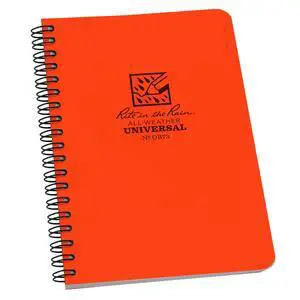 Weatherproof Side Spiral Notebook, 4.625" x 7", Orange Cover, Universal Pattern (No. OR73) Weatherproof Side Spiral Notebook, 4.625" x 7", Orange Cover, Universal Pattern (No. OR73)