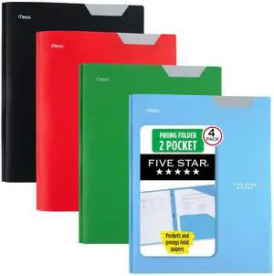 2-Pocket Plastic Folder with Stay-Put Tabs and Prong Fasteners, Holds 8.5" x 11" Paper, Assorted Colors, 4 Pack (340300A) 2-Pocket Plastic Folder with Stay-Put Tabs and Prong Fasteners, Holds 8.5" x 11" Paper, Assorted Colors, 4 Pack (340300A)