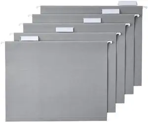 Hanging File Folders with Adjustable Tabs for Document Organization, Letter Size, Gray, 25-Pack Hanging File Folders with Adjustable Tabs for Document Organization, Letter Size, Gray, 25-Pack