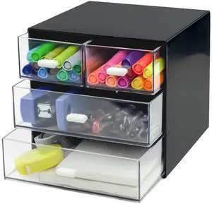 Desk Organizer with Drawer, Desk Storage Box, Plastic Office Stationery Supplies Organizers, Desktop Organizer for Office School Home (4 drawer, Black) Desk Organizer with Drawer, Desk Storage Box, Plastic Office Stationery Supplies Organizers, Desktop Organizer for Office School Home (4 drawer, Black)
