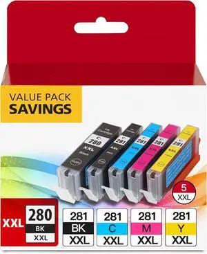PGI-280XXL/CLI-281XXL 5 Color Value Pack Replacement for Canon 280 281 Ink Cartridges Compatible with PIXMA TR7520 TR8520 TS6120 TS6220 TS8120 TS8220 TS9120 TS9520 TS6320 TS9521C Printer PGI-280XXL/CLI-281XXL 5 Color Value Pack Replacement for Canon 280 281 Ink Cartridges Compatible with PIXMA TR7520 TR8520 TS6120 TS6220 TS8120 TS8220 TS9120 TS9520 TS6320 TS9521C Printer