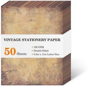 Vintage Printer Paper,Stationery Paper 8.5 x 11,Antique Old Fashion Looking Classic Aged Look Designs Paper for Writing Letters Scroll Printing Typewriter Resume Map,50 Sheets Brown Vintage Printer Paper,Stationery Paper 8.5 x 11,Antique Old Fashion Looking Classic Aged Look Designs Paper for Writing Letters Scroll Printing Typewriter Resume Map,50 Sheets Brown