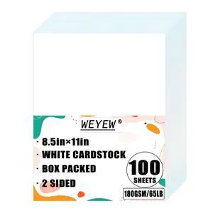100 Sheets 65lb White Cardstock, 8.5" x 11", Printer Bright White Paper for DIY Craft Card Making Premium Card Stock Blank Invitation Paper Greeting Cards, 65LB Cover 180 GSM 100 Sheets 65lb White Cardstock, 8.5" x 11", Printer Bright White Paper for DIY Craft Card Making Premium Card Stock Blank Invitation Paper Greeting Cards, 65LB Cover 180 GSM