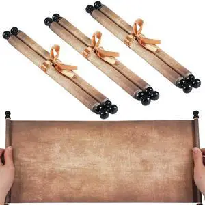 3Pcs Blank Scroll Paper with Wood Rods 7x15.75 Inch Blank Old Paper Scrolls to Write on Long Vintage Wedding Joke Watercolor Parchment for Christmas Renaissance Writing Small Wedding Vows Invitation 3Pcs Blank Scroll Paper with Wood Rods 7x15.75 Inch Blank Old Paper Scrolls to Write on Long Vintage Wedding Joke Watercolor Parchment for Christmas Renaissance Writing Small Wedding Vows Invitation