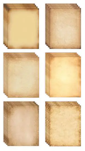 Stationery Paper, 100 Sheets, Aged Look Vintage Antique Old Fashion Parchment Paper, Letter Size 8.5 x 11 inch, Double Sided Printing Paper, 6 Designs, 100 Pack Stationery Paper, 100 Sheets, Aged Look Vintage Antique Old Fashion Parchment Paper, Letter Size 8.5 x 11 inch, Double Sided Printing Paper, 6 Designs, 100 Pack