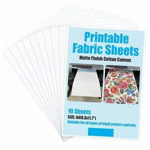 10pcs Printable Fabric Sheets For Inkjet Printers - 8.5x11" Bright White 280gsm Printable Fabric Sheets - Iron On Printer Paper For Fabrics Resistant Photo Art Sketch Printing Media 10pcs Printable Fabric Sheets For Inkjet Printers - 8.5x11" Bright White 280gsm Printable Fabric Sheets - Iron On Printer Paper For Fabrics Resistant Photo Art Sketch Printing Media