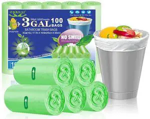 3 Gallon Small Trash Bags 100 Counts Small Trash Can Liners Garbage Bags Mini 10L Wastebasket Bin Liners Bags for Bathroom Kitchen Bedroom Living Room Office,Green 3 Gallon Small Trash Bags 100 Counts Small Trash Can Liners Garbage Bags Mini 10L Wastebasket Bin Liners Bags for Bathroom Kitchen Bedroom Living Room Office,Green