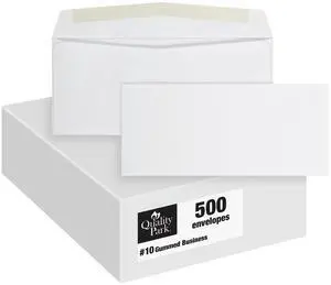 #10 Envelopes, Letter Size White Mailing Envelopes, 4-1/8x9-1/2 Inch, No Window Business Envelopes, Gummed Closure, 500/Box (QUA90020) #10 Envelopes, Letter Size White Mailing Envelopes, 4-1/8x9-1/2 Inch, No Window Business Envelopes, Gummed Closure, 500/Box (QUA90020)