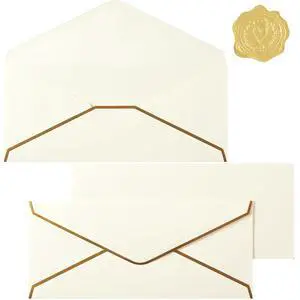 30 Pack #10 Business Envelopes with Stickers, Thick Paper, Cream Color 30 Pack #10 Business Envelopes with Stickers, Thick Paper, Cream Color