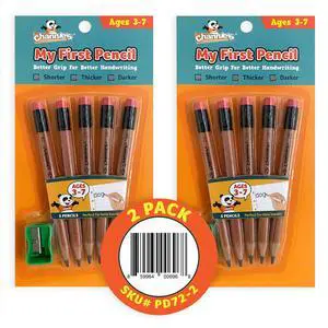 My First Pencil, Easy-to-Hold Jumbo Pencils for Preschoolers, Kindergarteners & 1st Graders, Brown Wooden 2B Fat Pencils for Kids Ages 3-7, 2 Pack (5 Each) + Sharpener My First Pencil, Easy-to-Hold Jumbo Pencils for Preschoolers, Kindergarteners & 1st Graders, Brown Wooden 2B Fat Pencils for Kids Ages 3-7, 2 Pack (5 Each) + Sharpener