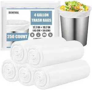 4 Gallon Small Trash Bags, 250 Count, Unscented, Transparent, Durable, Ideal for Bathroom, Kitchen, Office, Bedroom 4 Gallon Small Trash Bags, 250 Count, Unscented, Transparent, Durable, Ideal for Bathroom, Kitchen, Office, Bedroom