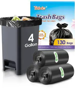 Small Trash Bags 4 Gallon 130 Counts Garbage Bags, Bathroom Trash Can Bin Liners, Small Plastic Bags for home office kitchen, fit 12-15 Liter, 3,3.5,4.5 Gal, Black Small Trash Bags 4 Gallon 130 Counts Garbage Bags, Bathroom Trash Can Bin Liners, Small Plastic Bags for home office kitchen, fit 12-15 Liter, 3,3.5,4.5 Gal, Black
