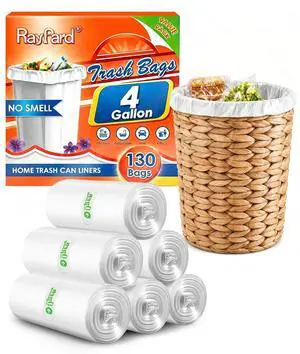 4 Gallon Trash Bags, 130 Count, Clear Small Bathroom Garbage Bags 4 Gallon Trash Bags, 130 Count, Clear Small Bathroom Garbage Bags