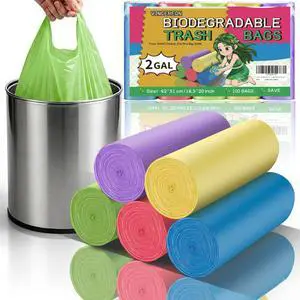 2 Gallon Small Bathroom Trash Bags - Colorful Biodegradable With Handles Mini Garbage Bags 100 Count Unscented Kitchen Car Office Little Wastebasket Liners 7.5 Liter Strong Thick Bulk 2 Gallon Small Bathroom Trash Bags - Colorful Biodegradable With Handles Mini Garbage Bags 100 Count Unscented Kitchen Car Office Little Wastebasket Liners 7.5 Liter Strong Thick Bulk