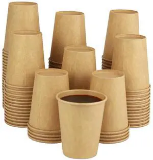Paper Cups, 100 Pack 8 Oz Kraft Disposable Cups, Paper Coffee Cups 8 Oz, Hot Cups Water Cups for Home Office Outdoor Paper Cups, 100 Pack 8 Oz Kraft Disposable Cups, Paper Coffee Cups 8 Oz, Hot Cups Water Cups for Home Office Outdoor