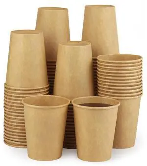 Kraft 100 Pack Paper Cups - 8 Oz Hot Compostable Cups for Coffee, Water & More Kraft 100 Pack Paper Cups - 8 Oz Hot Compostable Cups for Coffee, Water & More