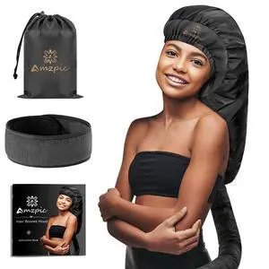 Bonnet Hair Dryer Attachment - Bonnet Hood Dryer with Headband that Reduces Heat Around Ears and Neck, Use for Hair Styling, Hair Drying, Curling and Deep Conditioning (Extended Version, Black) Bonnet Hair Dryer Attachment - Bonnet Hood Dryer with Headband that Reduces Heat Around Ears and Neck, Use for Hair Styling, Hair Drying, Curling and Deep Conditioning (Extended Version, Black)