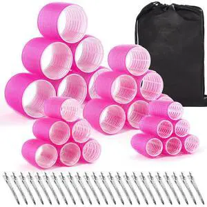 Hair Rollers 48 Pcs Set, 24Pcs Hair Rollers 4 Sizes and 24 Pcs Hair Clips for Long Medium Short Hair (Pink) Hair Rollers 48 Pcs Set, 24Pcs Hair Rollers 4 Sizes and 24 Pcs Hair Clips for Long Medium Short Hair (Pink)