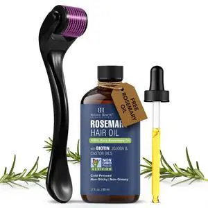 Derma Roller for hair growth with Rosemary Hair Oil (2oz) | Micro needling roller .25 mm Titanium 540 needles for Scalp & Beard | for Women & Men | Includes Biotin, Jojoba & Castor Oil Derma Roller for hair growth with Rosemary Hair Oil (2oz) | Micro needling roller .25 mm Titanium 540 needles for Scalp & Beard | for Women & Men | Includes Biotin, Jojoba & Castor Oil