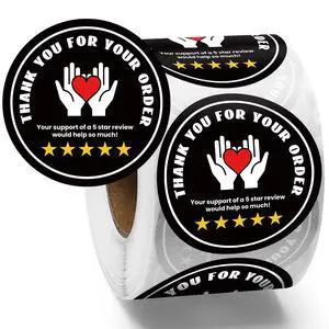 2 Inch Thank You for Your Order Stickers 5 Star Review Delivery Labels Freshness Food Delivery Accessories 5 Star Rating Reminder for Shopper Grocery Takeout Driver(Round,Black,500 Pcs) 2 Inch Thank You for Your Order Stickers 5 Star Review Delivery Labels Freshness Food Delivery Accessories 5 Star Rating Reminder for Shopper Grocery Takeout Driver(Round,Black,500 Pcs)