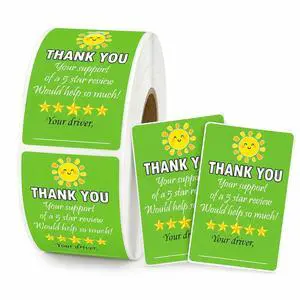 200 Thank You Tamper-Evident Food Delivery Stickers, 2 x 3 in 200 Thank You Tamper-Evident Food Delivery Stickers, 2 x 3 in